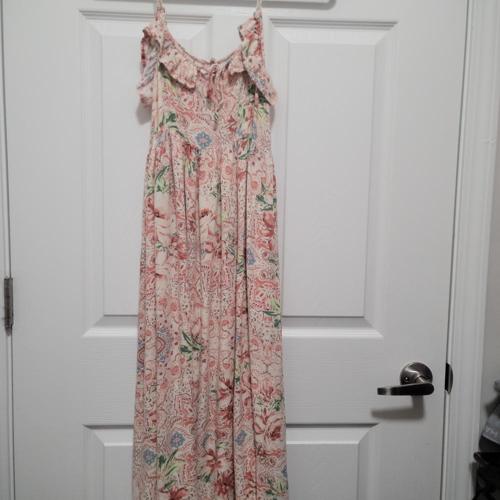 O'Neill Floral Midi Dress - Cream and Pink